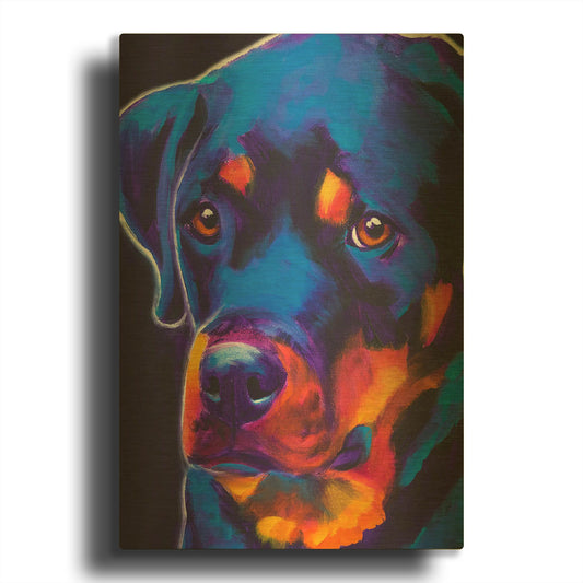 'Rottie - Dexter' By Dawg Painter Gold Metal Wall Art