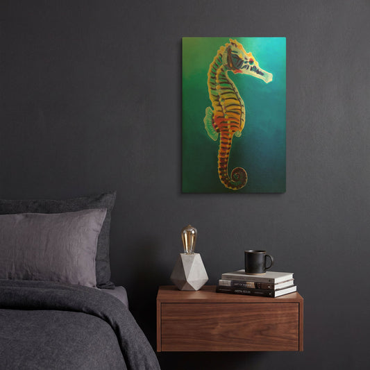 'Seahorse - Rainbow' By Dawg Painter Gold Metal Wall Art