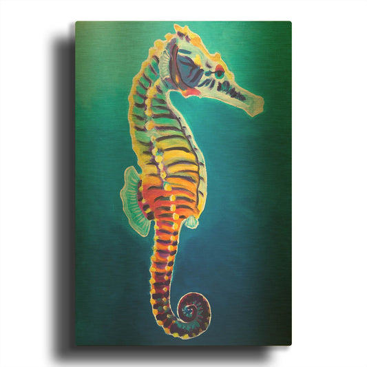 'Seahorse - Rainbow' By Dawg Painter Gold Metal Wall Art