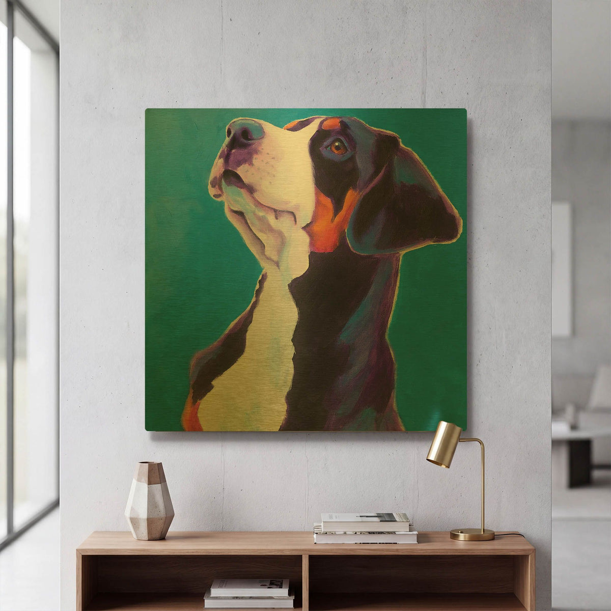 'Swissie - Puppy' By Dawg Painter Gold Metal Wall Art