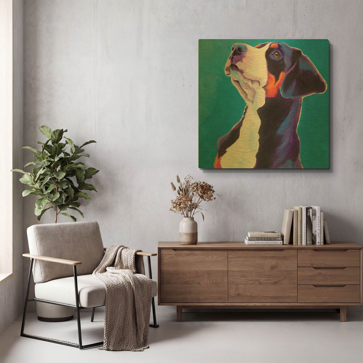 'Swissie - Puppy' By Dawg Painter Gold Metal Wall Art