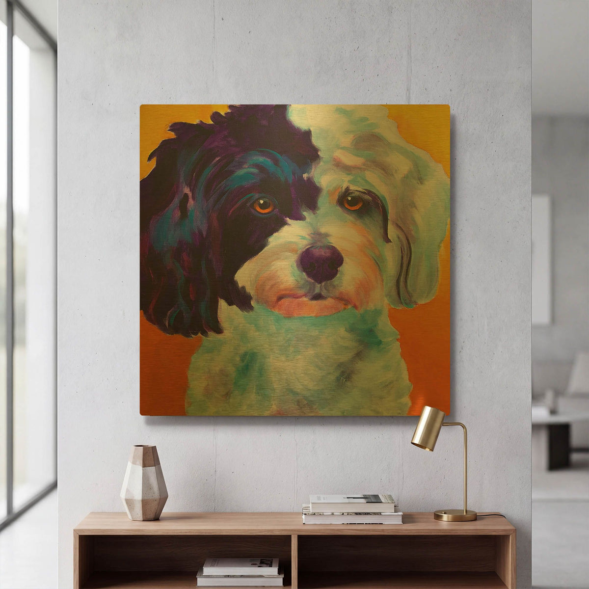 'Teddy Bear Dog' By Dawg Painter Gold Metal Wall Art