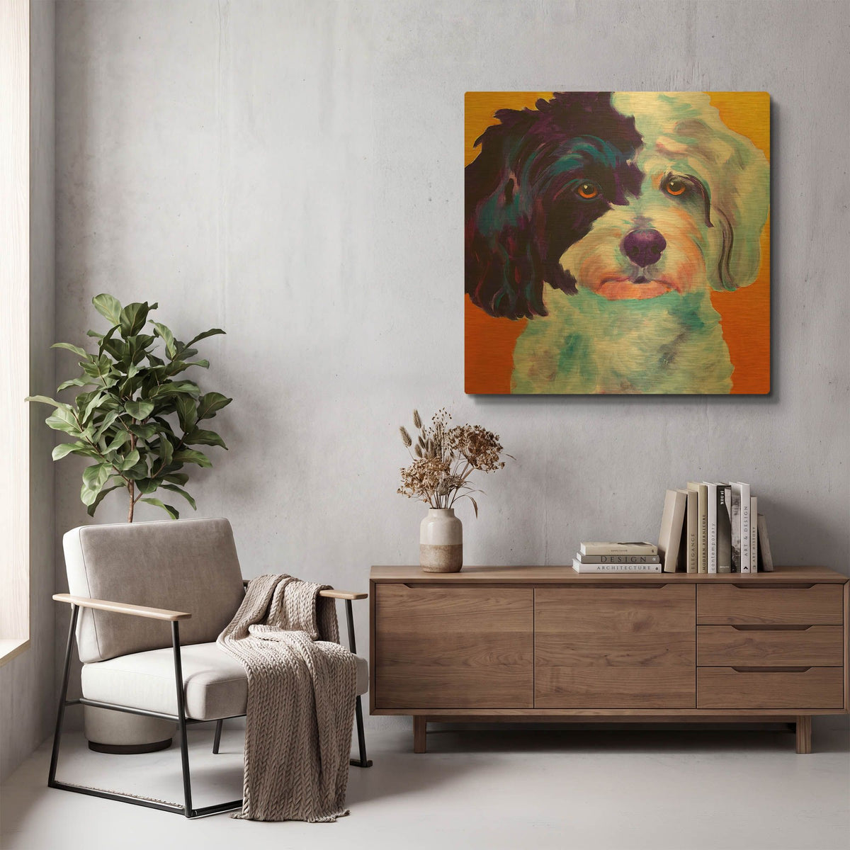 'Teddy Bear Dog' By Dawg Painter Gold Metal Wall Art