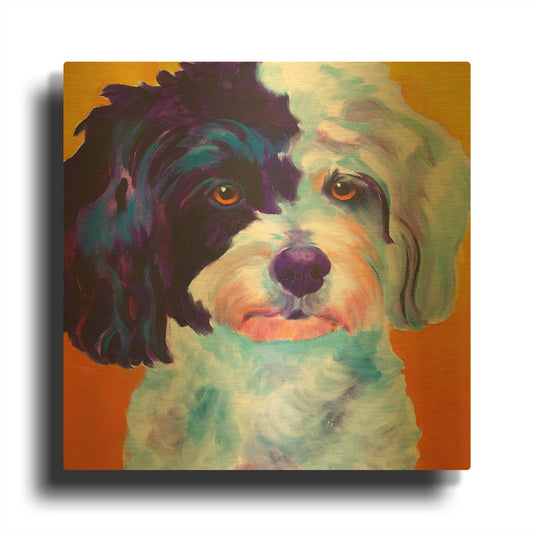 'Teddy Bear Dog' By Dawg Painter Gold Metal Wall Art