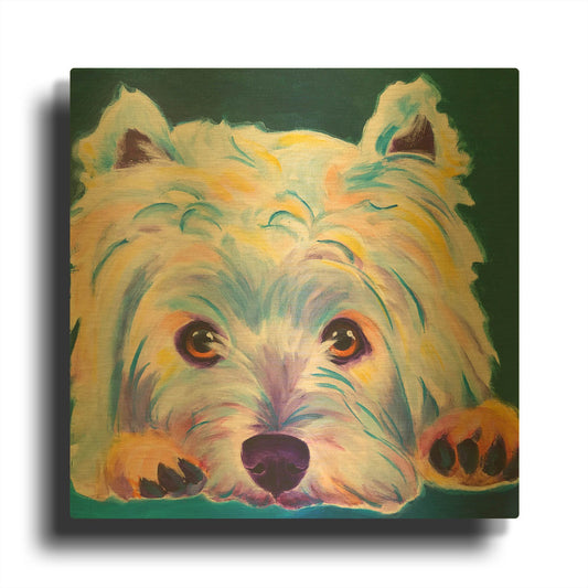 'Westie - Chispy 2' By Dawg Painter Gold Metal Wall Art