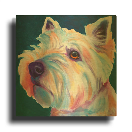 'Westie - Chispy 3' By Dawg Painter Gold Metal Wall Art