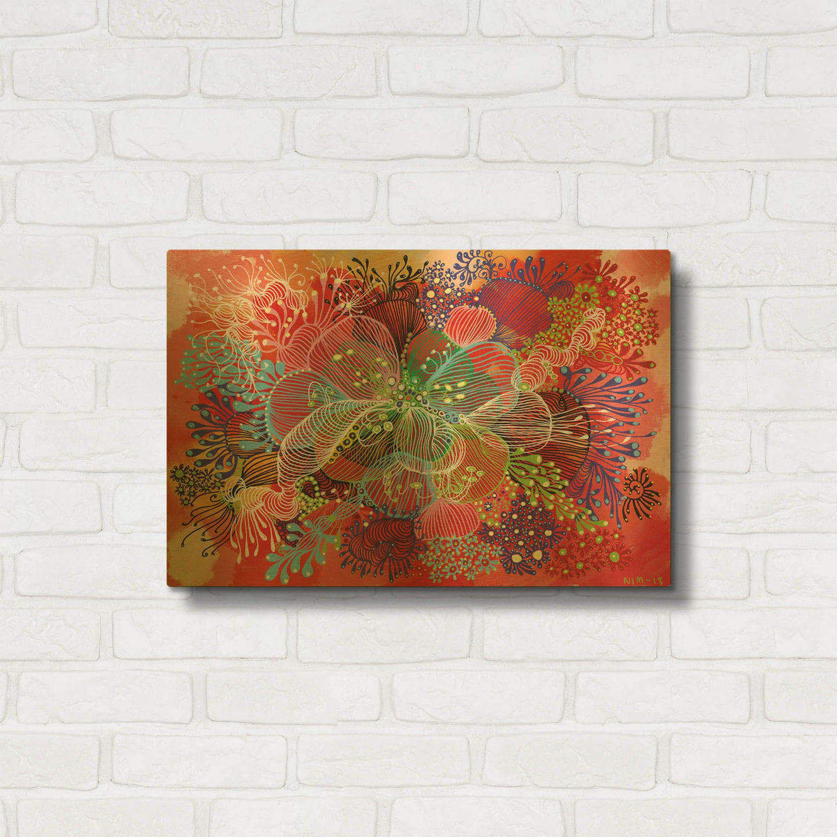 'Peachy' By Noemi Ibarz Gold Metal Wall Art