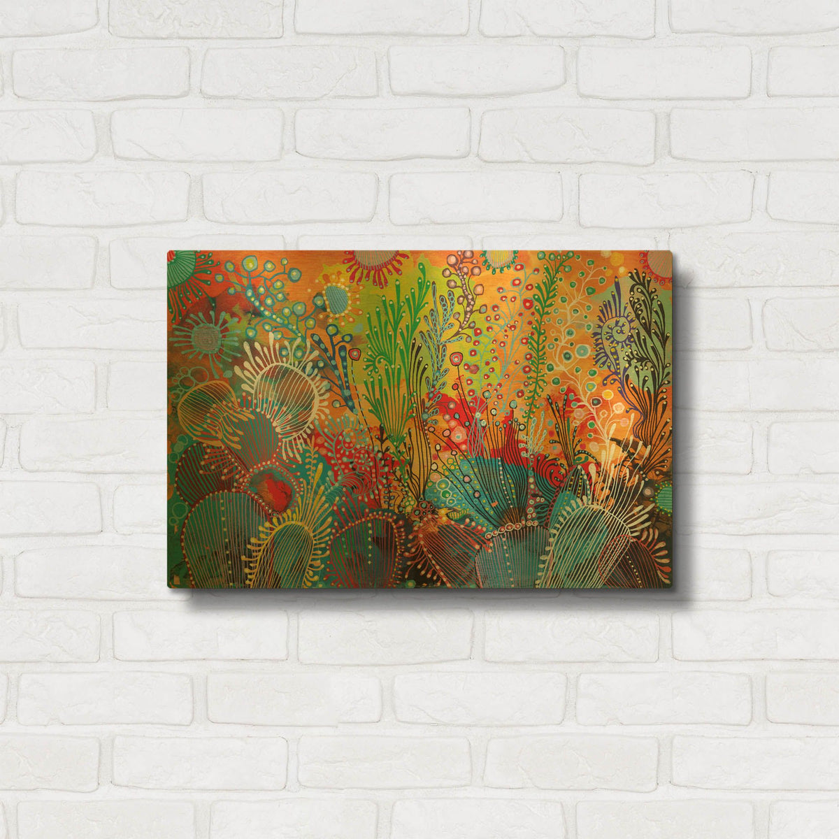 'Cactus' By Noemi Ibarz Gold Metal Wall Art