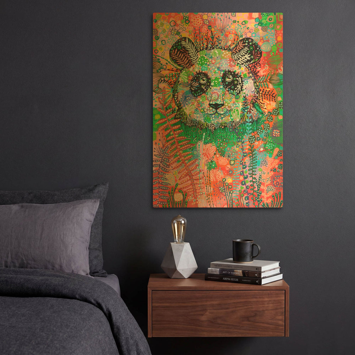 'Panda' By Noemi Ibarz Gold Metal Wall Art