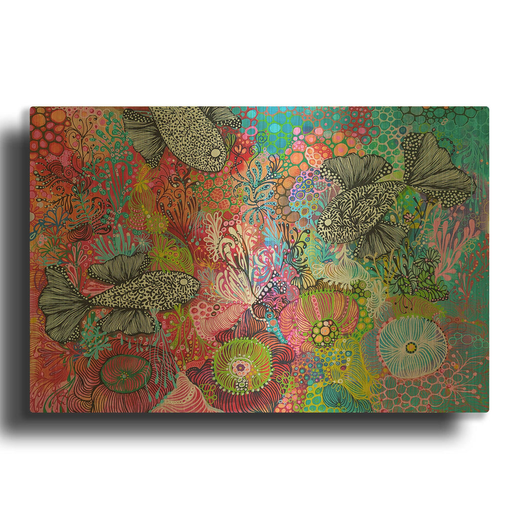 'Three Fish' By Noemi Ibarz Gold Metal Wall Art