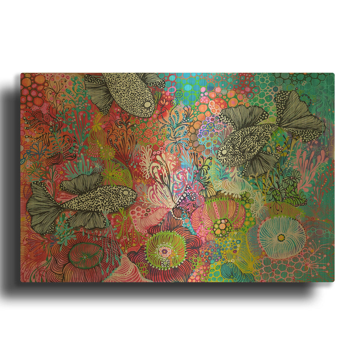'Three Fish' By Noemi Ibarz Gold Metal Wall Art