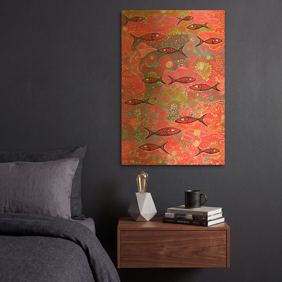 'School of Fish' By Noemi Ibarz Gold Metal Wall Art