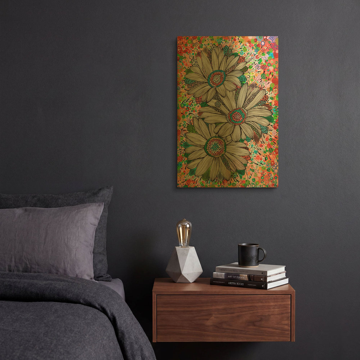'Daisies' By Noemi Ibarz Gold Metal Wall Art