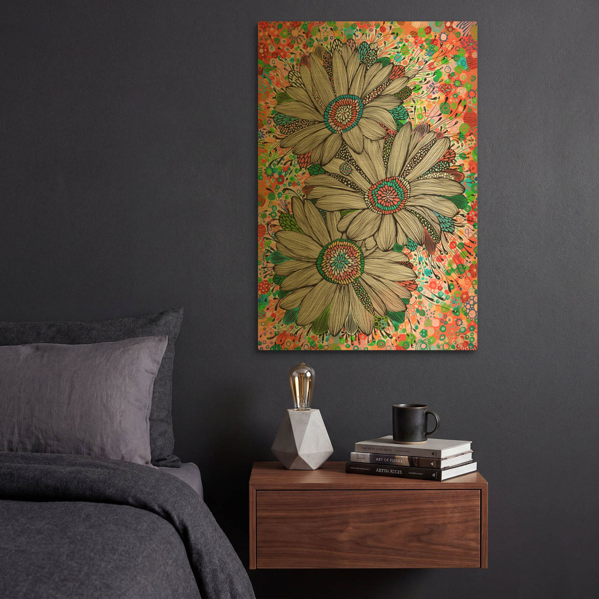 'Daisies' By Noemi Ibarz Gold Metal Wall Art