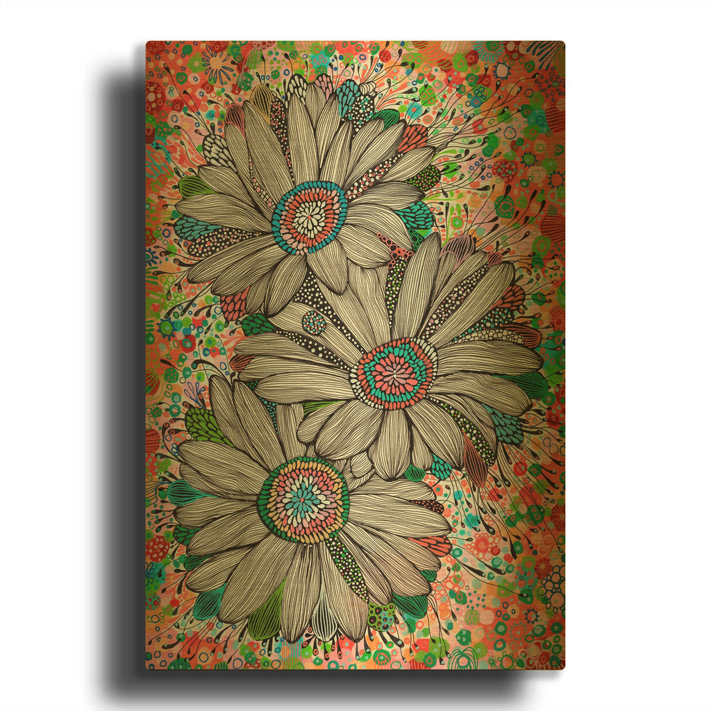 'Daisies' By Noemi Ibarz Gold Metal Wall Art