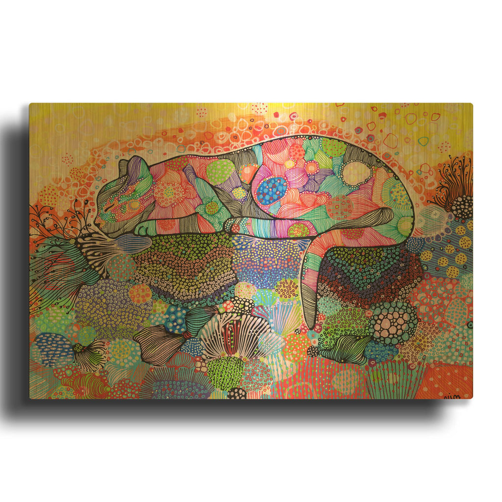 'Nim Cat' By Noemi Ibarz Gold Metal Wall Art
