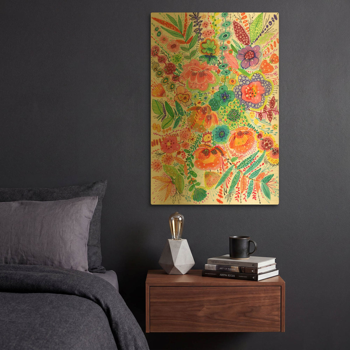 'Flowers Nim' By Noemi Ibarz Gold Metal Wall Art