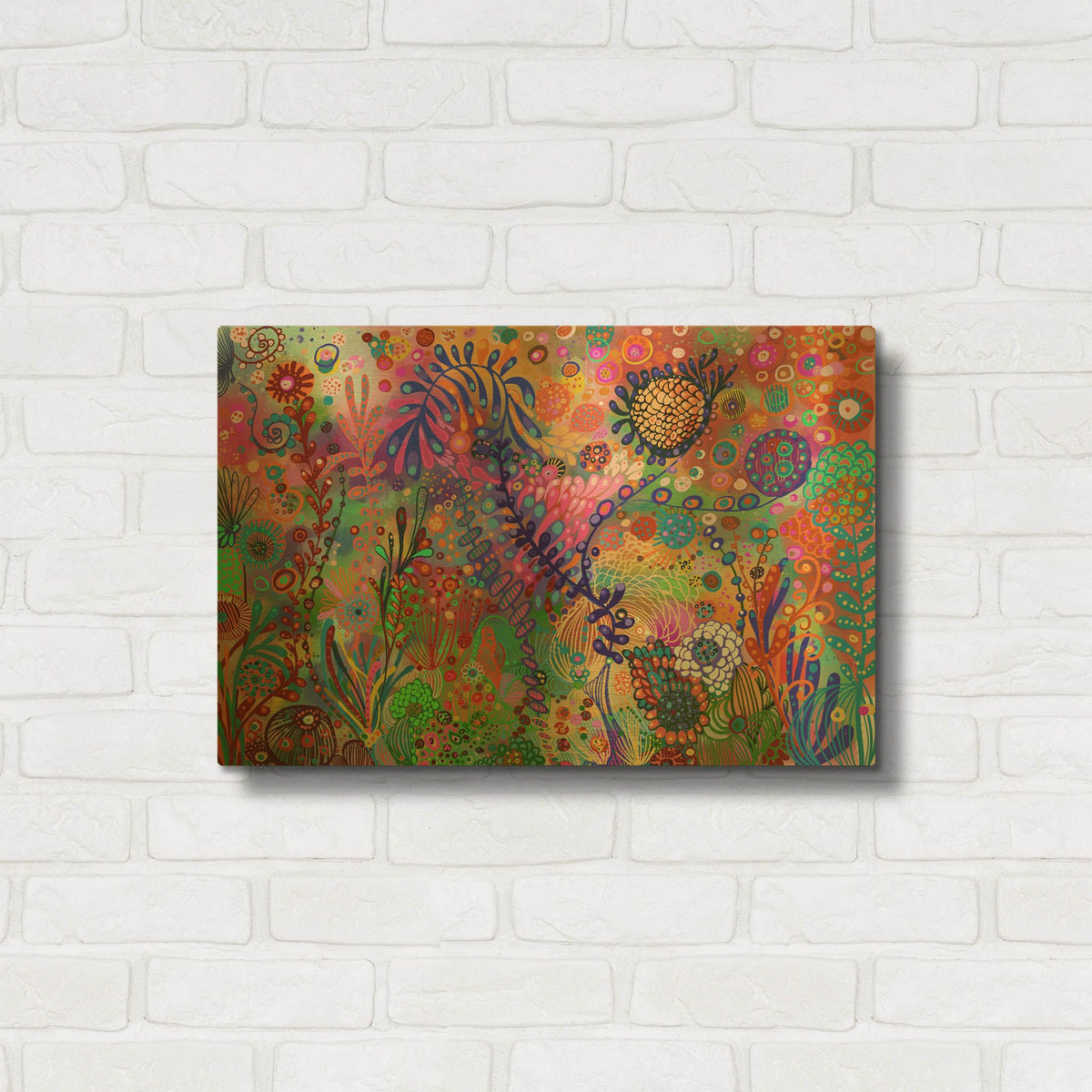 'Garden Under Sea' By Noemi Ibarz Gold Metal Wall Art
