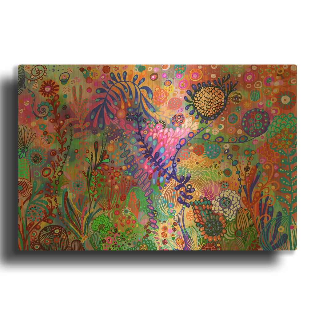'Garden Under Sea' By Noemi Ibarz Gold Metal Wall Art