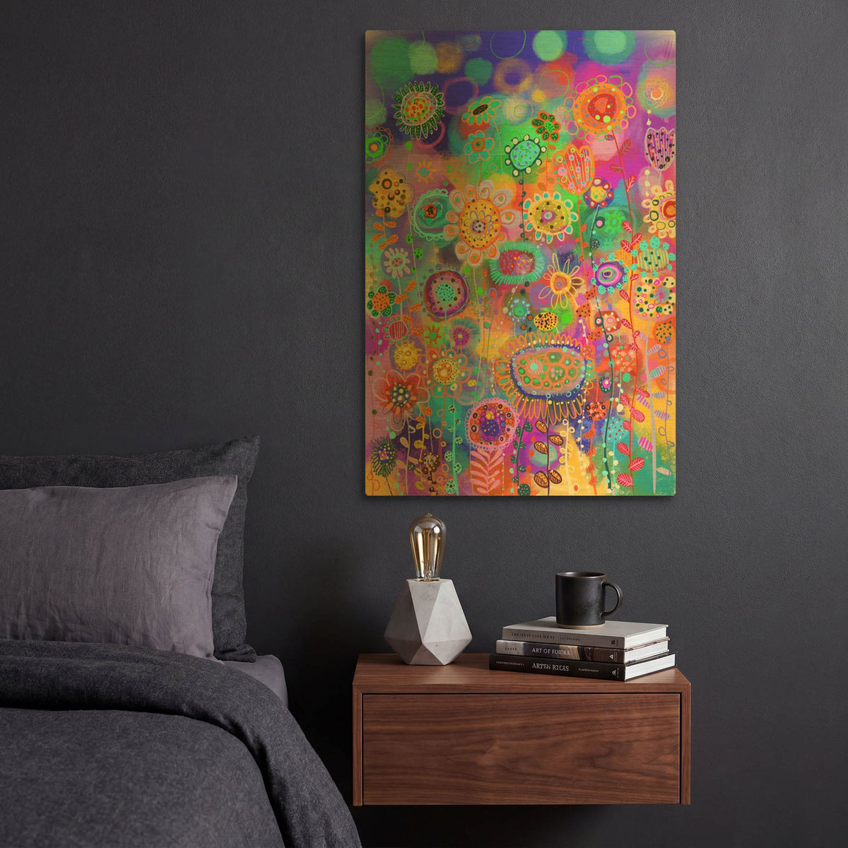 'Abstract Garden' By Noemi Ibarz Gold Metal Wall Art