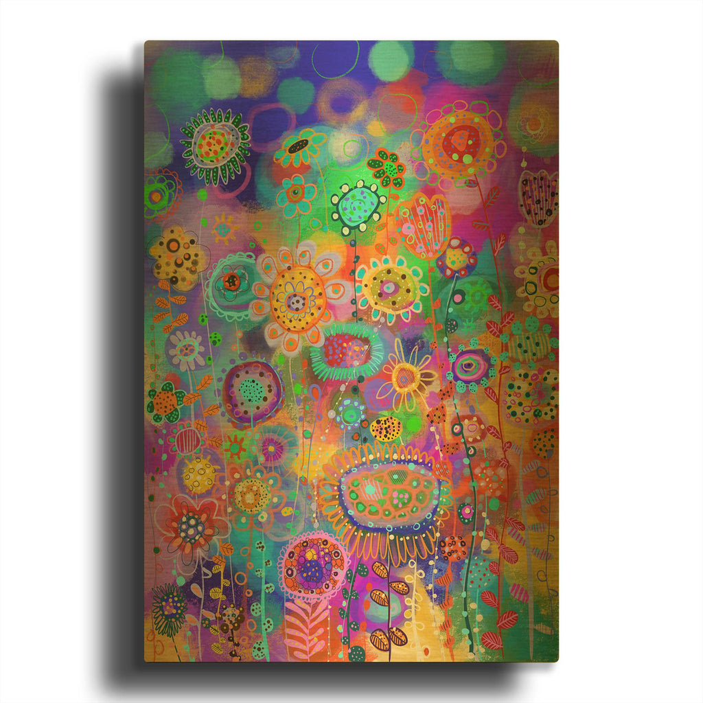 'Abstract Garden' By Noemi Ibarz Gold Metal Wall Art