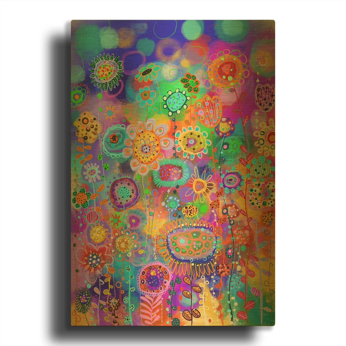 'Abstract Garden' By Noemi Ibarz Gold Metal Wall Art