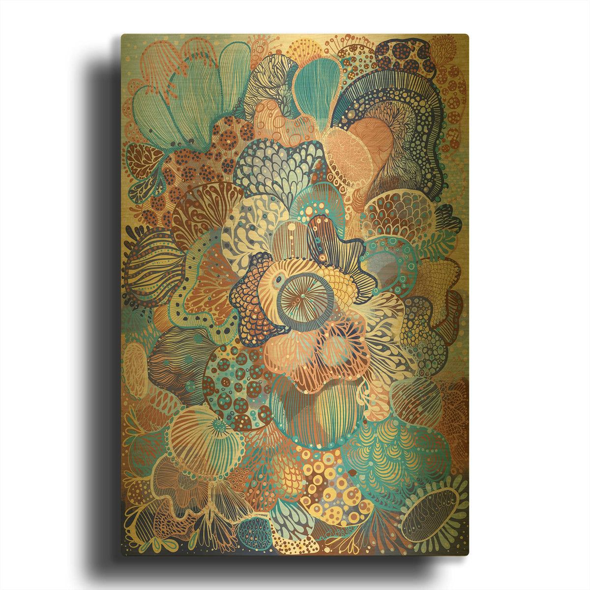 'Abstract Garden 2' By Noemi Ibarz Gold Metal Wall Art
