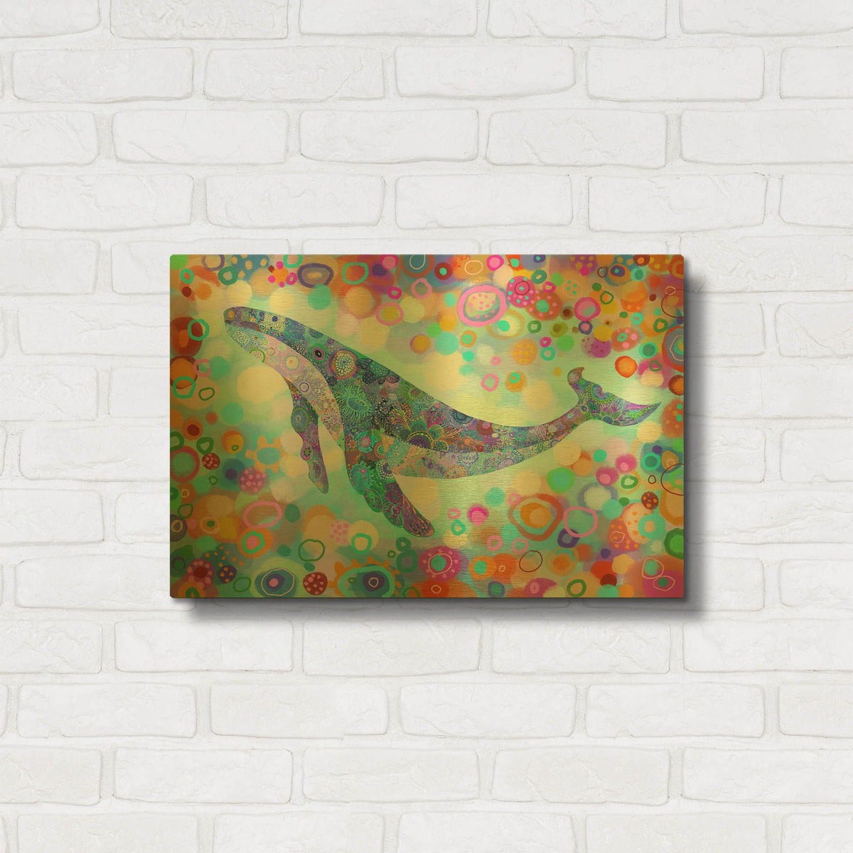 'Whale' By Noemi Ibarz Gold Metal Wall Art
