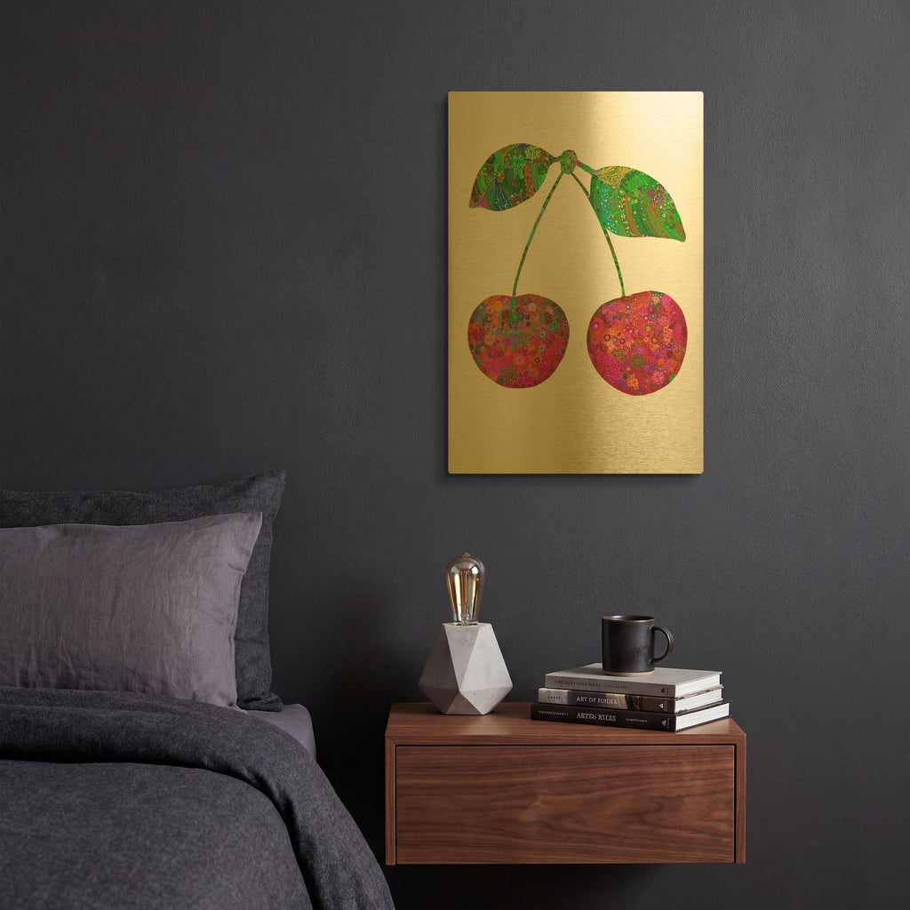 'Cherry' By Noemi Ibarz Gold Metal Wall Art