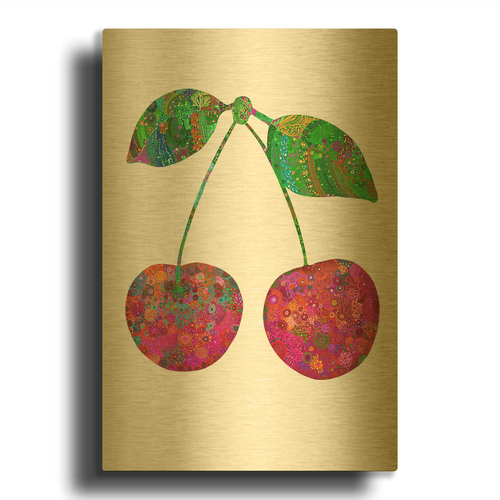 'Cherry' By Noemi Ibarz Gold Metal Wall Art