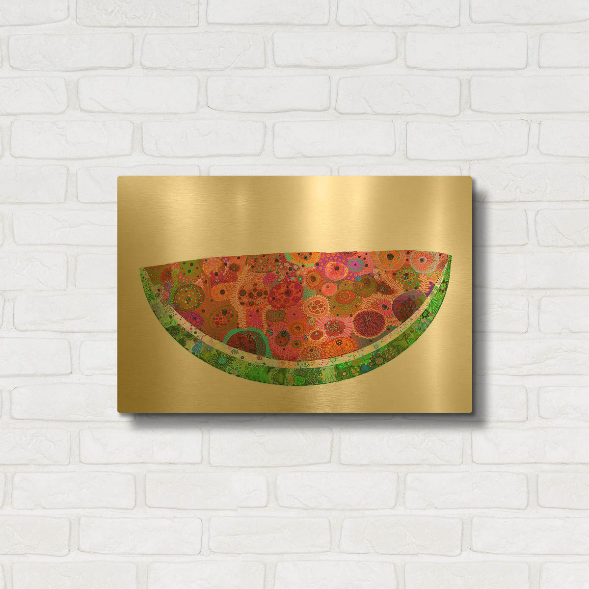 'Watermelon' By Noemi Ibarz Gold Metal Wall Art