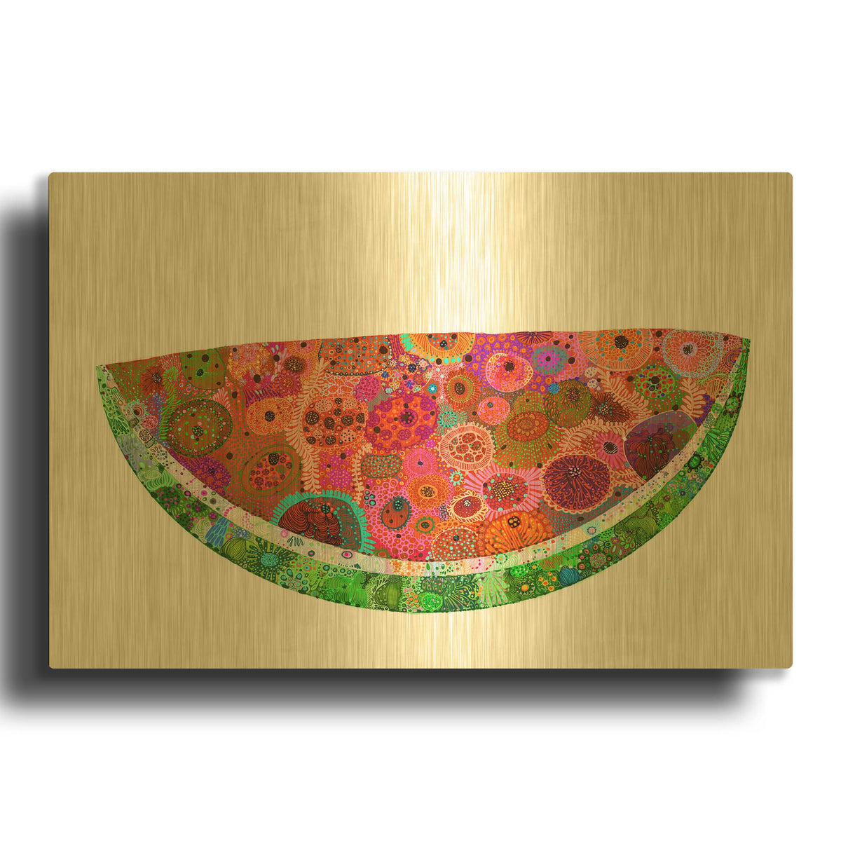 'Watermelon' By Noemi Ibarz Gold Metal Wall Art