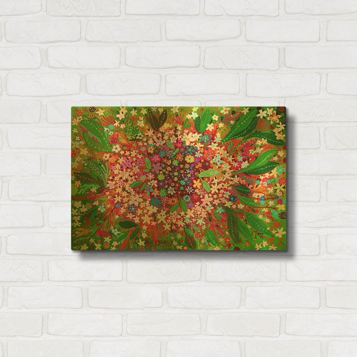 'Vibrant Garden' By Noemi Ibarz Gold Metal Wall Art