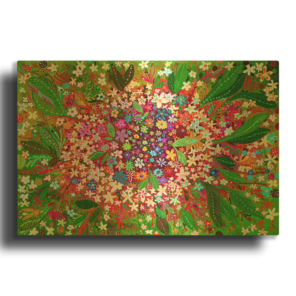 'Vibrant Garden' By Noemi Ibarz Gold Metal Wall Art