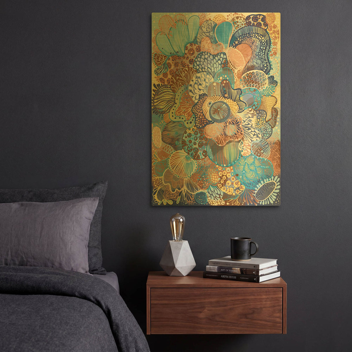 'Abstract Garden 3' By Noemi Ibarz Gold Metal Wall Art
