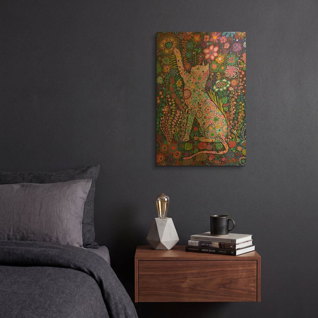 'Gato' By Noemi Ibarz Gold Metal Wall Art