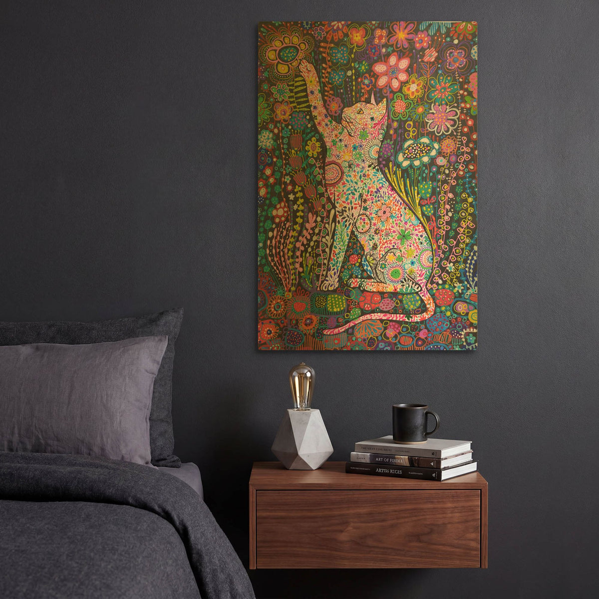 'Gato' By Noemi Ibarz Gold Metal Wall Art