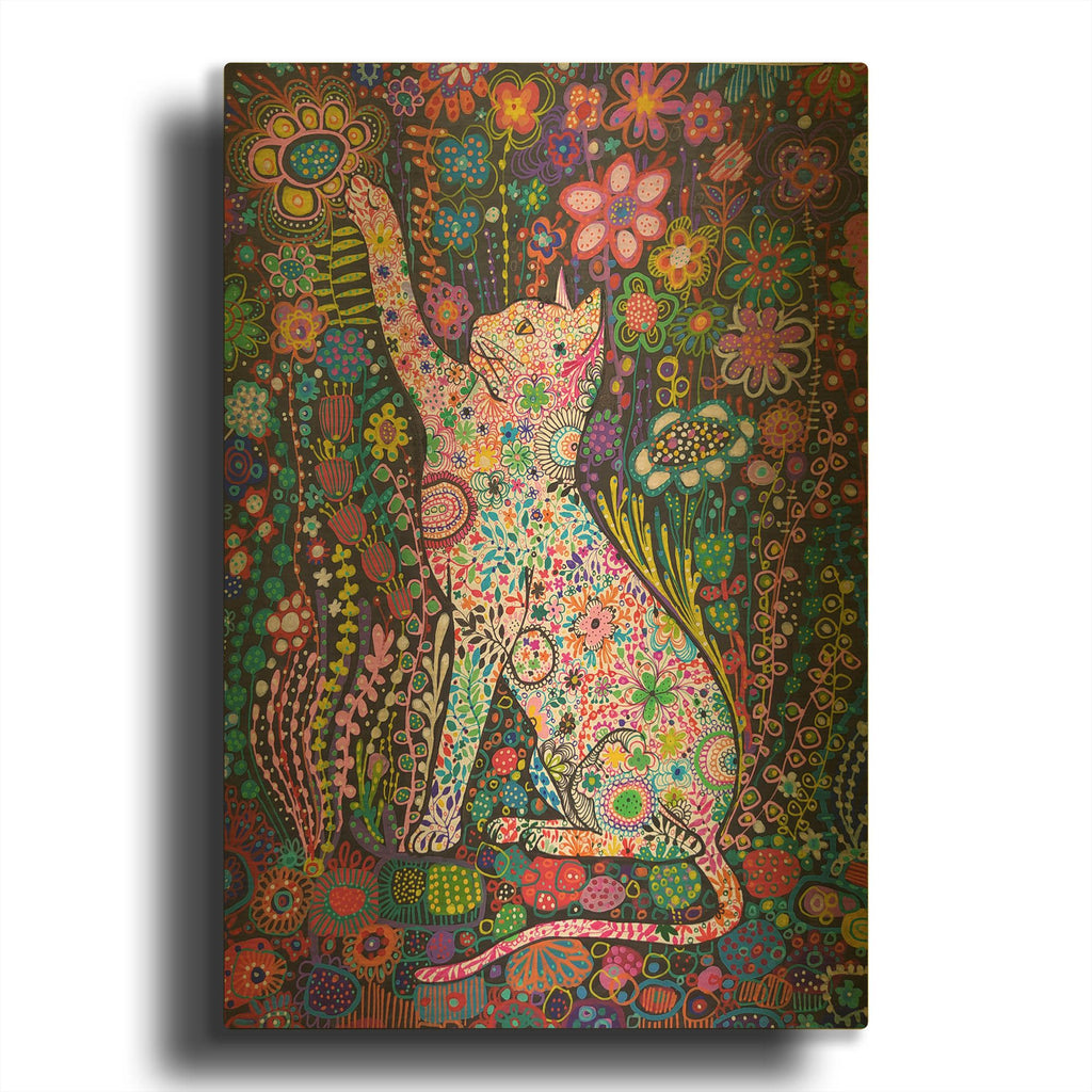 'Gato' By Noemi Ibarz Gold Metal Wall Art