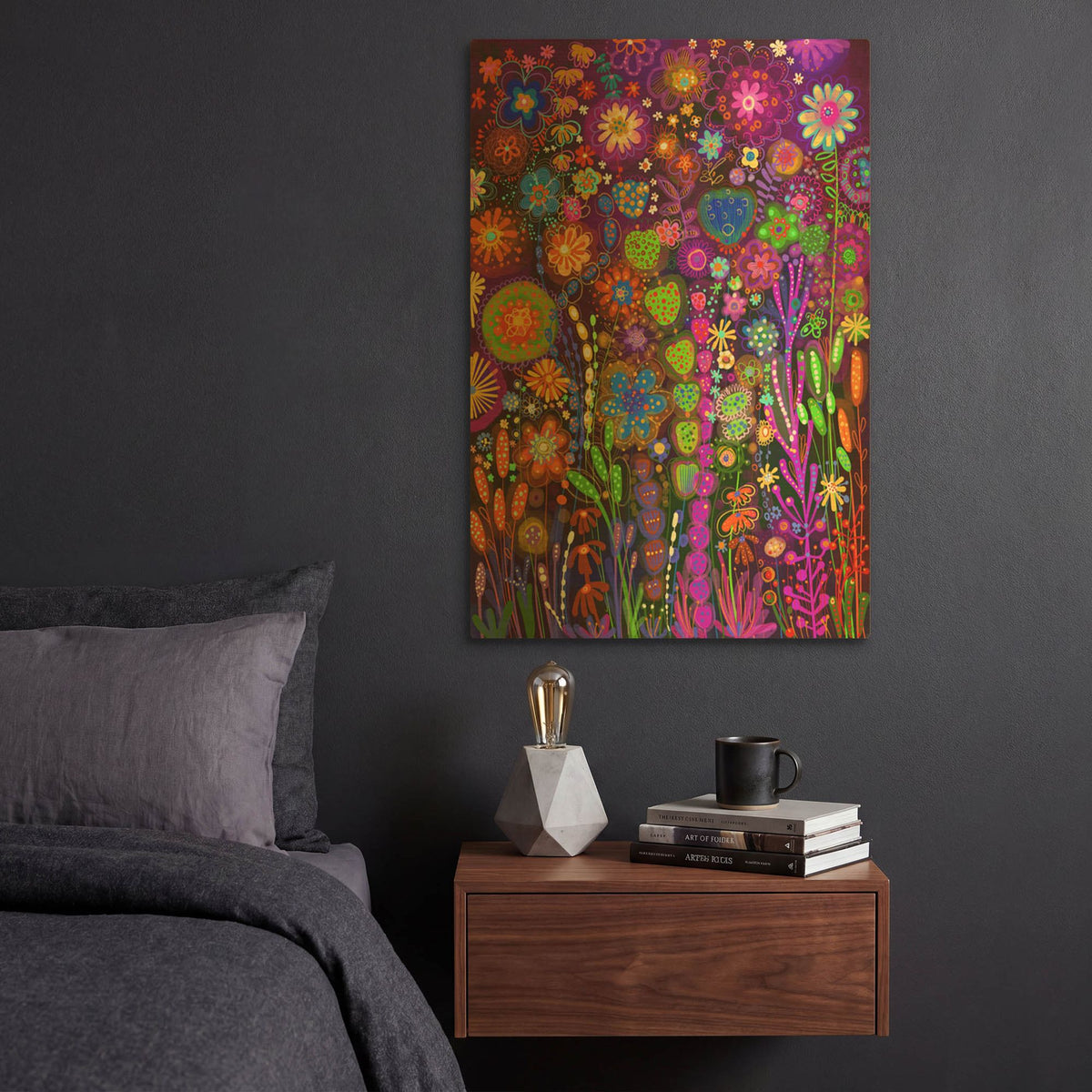 'Night Flowers' By Noemi Ibarz Gold Metal Wall Art