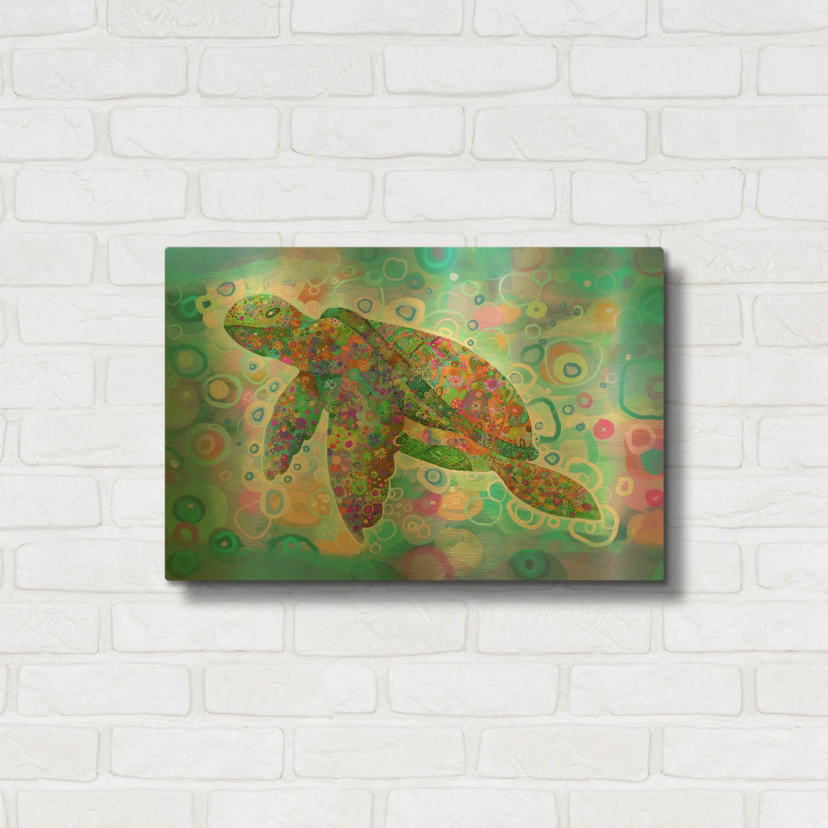'NOEIBA134142-Tortuga 2' By Noemi Ibarz Gold Metal Wall Art