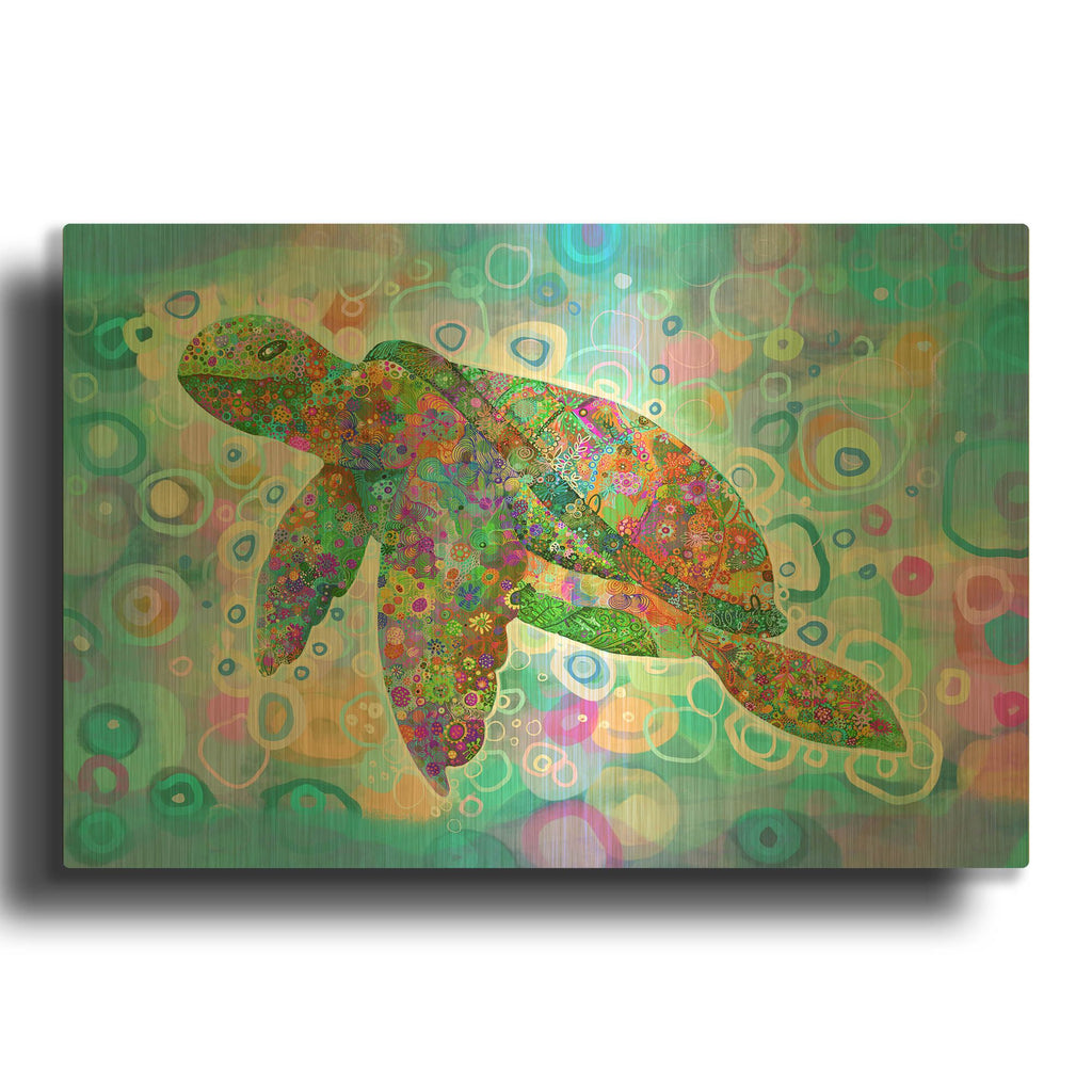 'NOEIBA134142-Tortuga 2' By Noemi Ibarz Gold Metal Wall Art