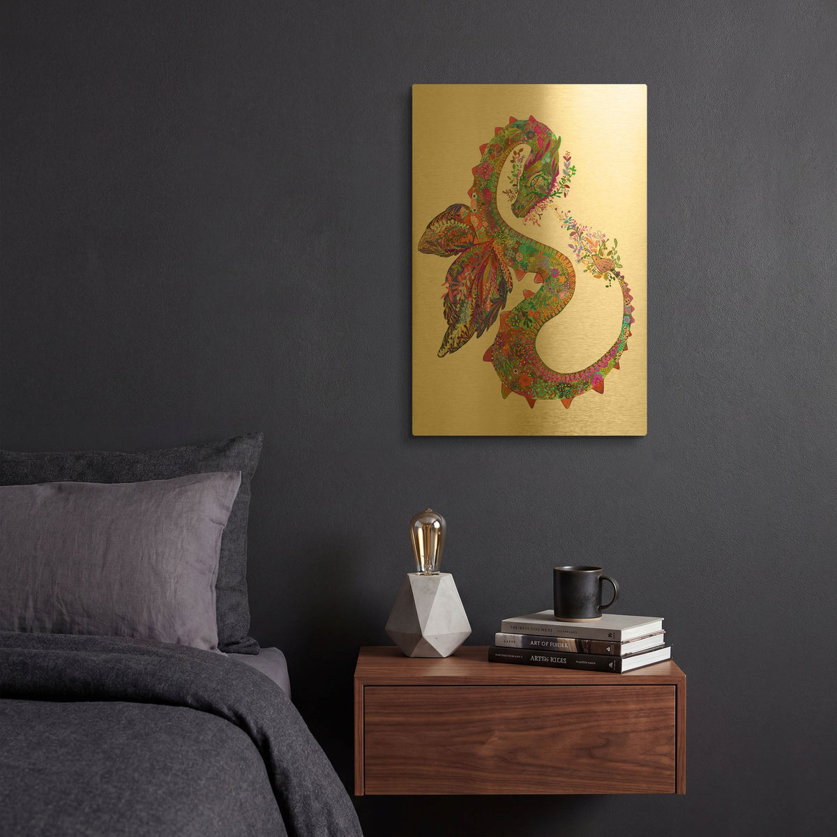 'Dragon' By Noemi Ibarz Gold Metal Wall Art