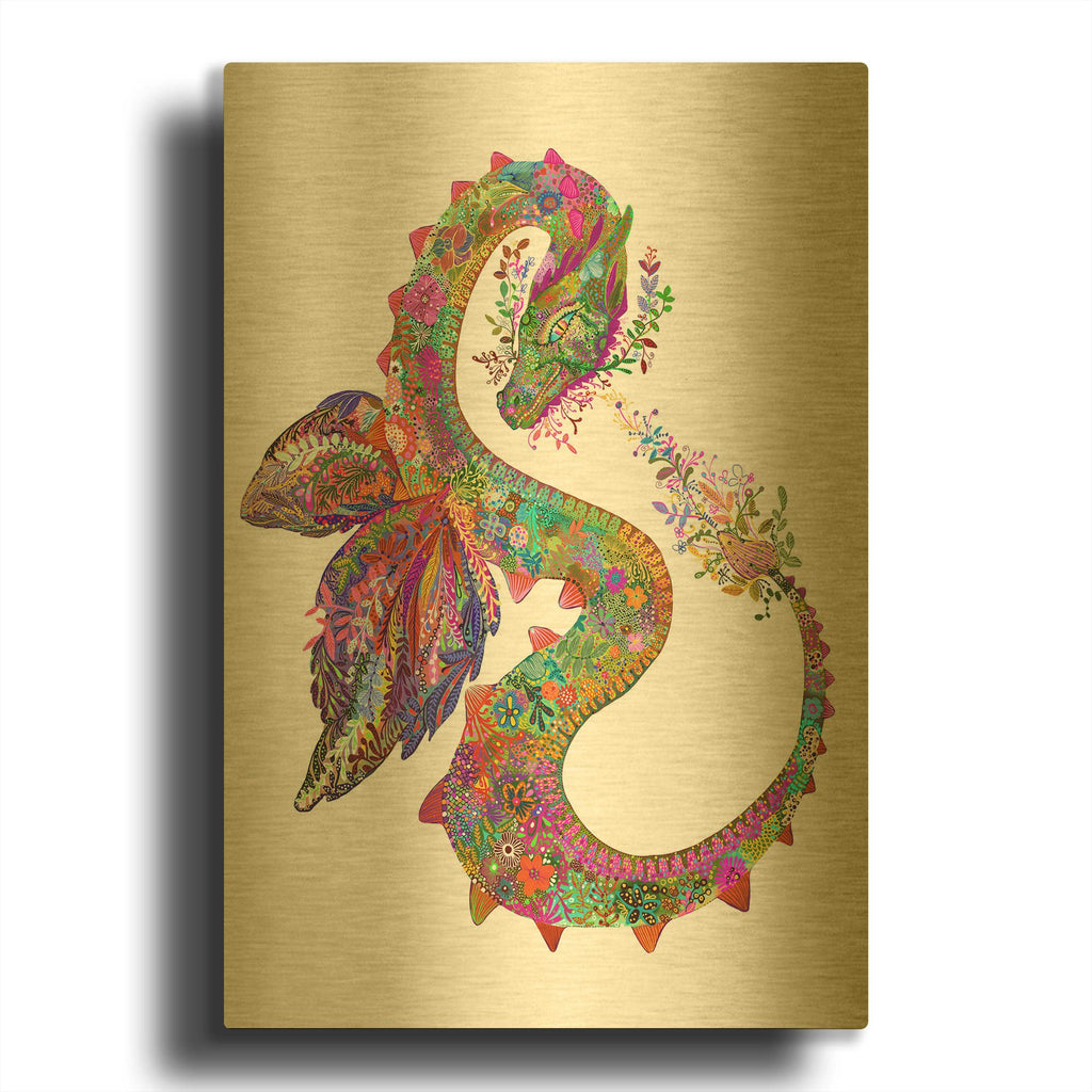 'Dragon' By Noemi Ibarz Gold Metal Wall Art