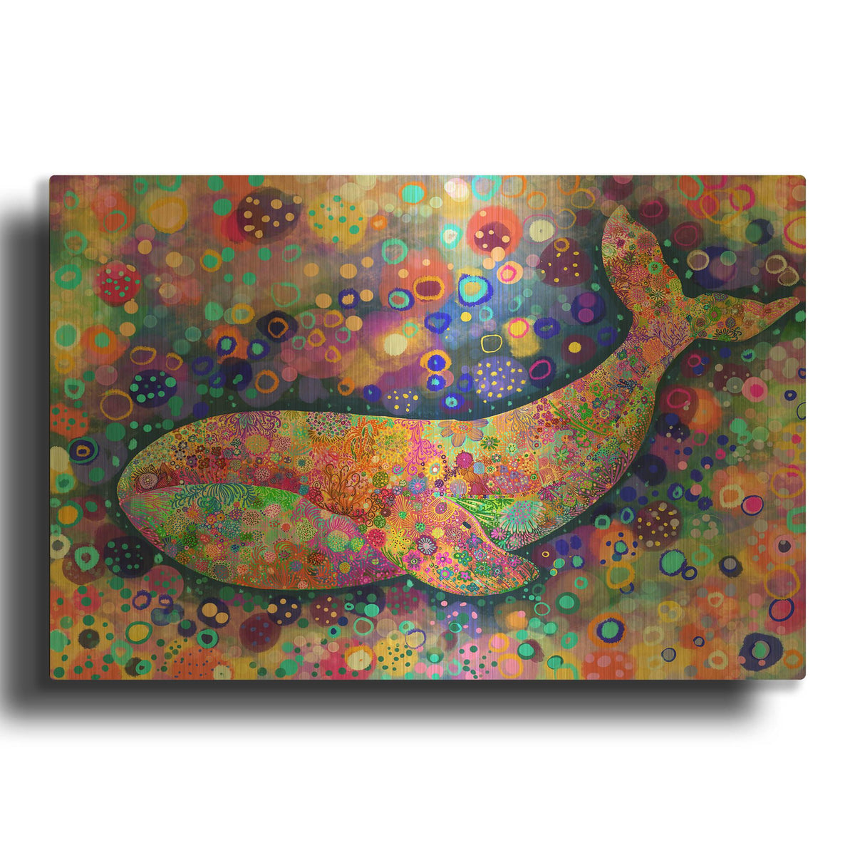 'Deep Whale' By Noemi Ibarz Gold Metal Wall Art