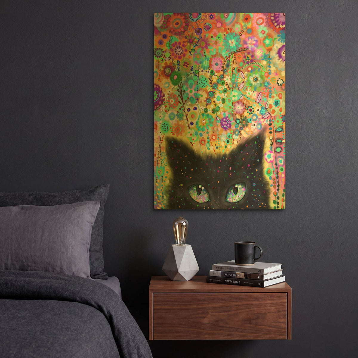 'Ojos Gato' By Noemi Ibarz Gold Metal Wall Art