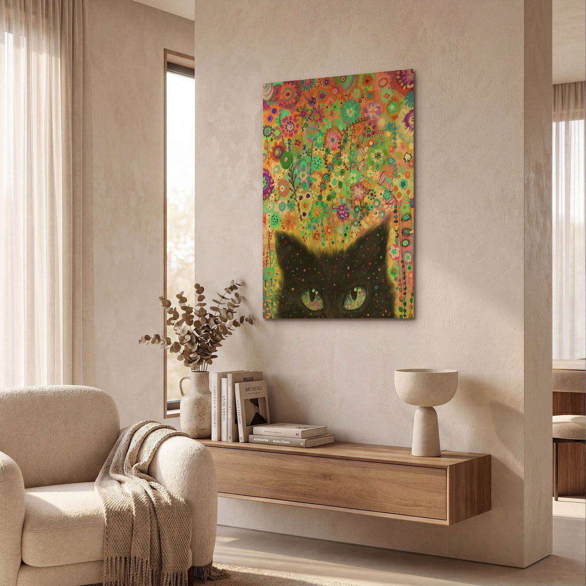 'Ojos Gato' By Noemi Ibarz Gold Metal Wall Art