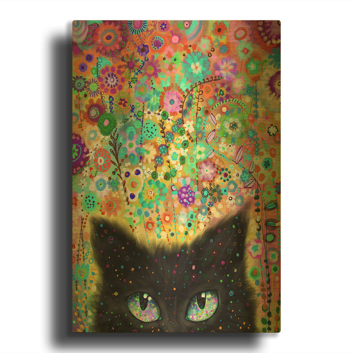'Ojos Gato' By Noemi Ibarz Gold Metal Wall Art