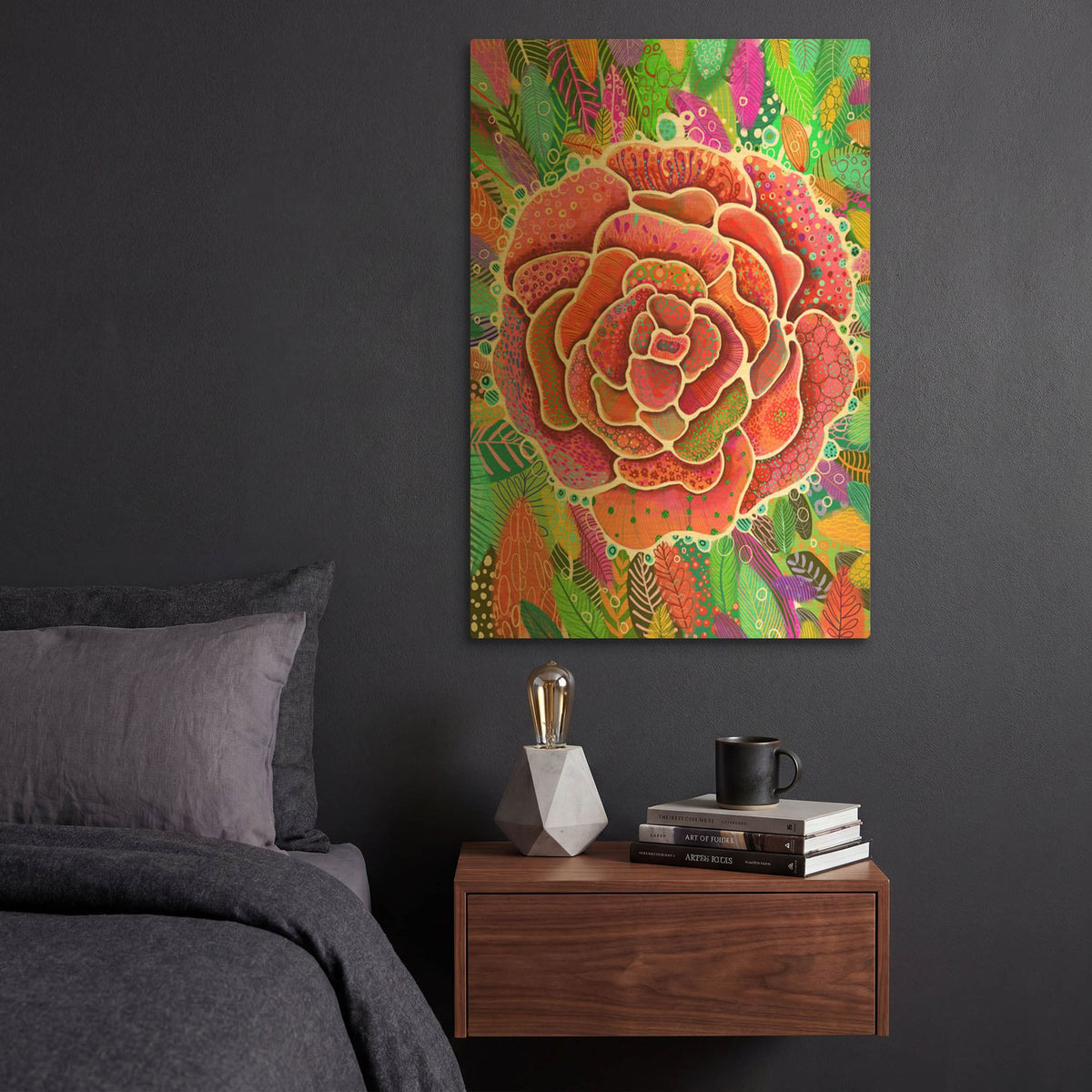 'Camelia Fondo' By Noemi Ibarz Gold Metal Wall Art