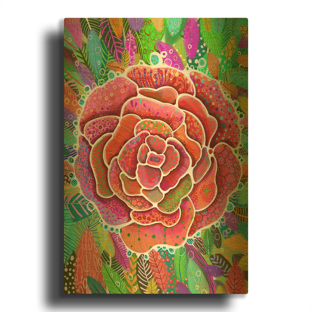 'Camelia Fondo' By Noemi Ibarz Gold Metal Wall Art