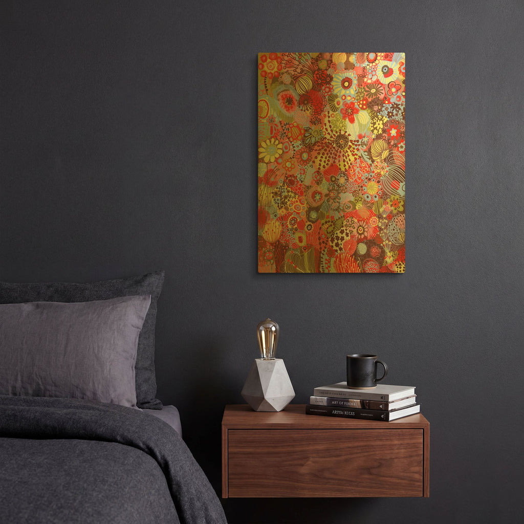 'Field of Flowers' By Noemi Ibarz Gold Metal Wall Art